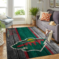 Minnesota Wild Nhl Team Logo Bereich Sport im Holzstil Teppich, Teppiche - Outdoor Teppich, Teppich Wohnzimmer, Küchenteppich, Kinderzimmer, Modern