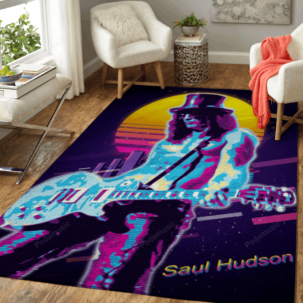 Slashwork Music Synthwave 80S für Fans Teppich, Teppiche - Outdoor Teppich, Teppich Wohnzimmer, Küchenteppich, Kinderzimmer, Modern