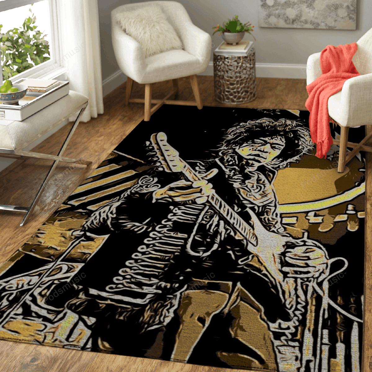 Jimi Hendrix Musikmalerei für Fans Teppich, Teppiche - Outdoor Teppich, Teppich Wohnzimmer, Küchenteppich, Kinderzimmer, Modern