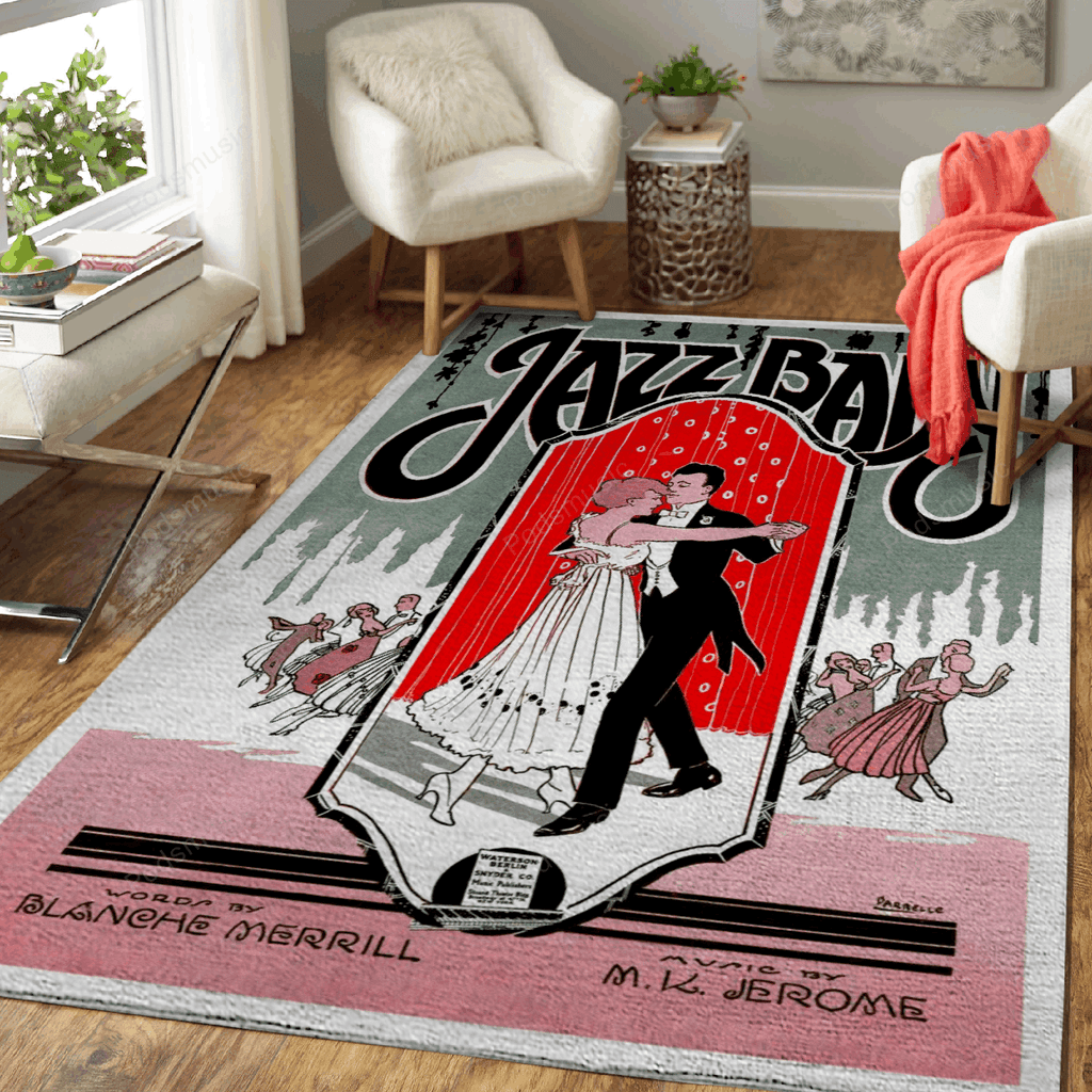 Jazz Baby Noten 1919 Musik und Tanz für Fans Teppich, Teppiche - Outdoor Teppich, Teppich Wohnzimmer, Küchenteppich, Kinderzimmer, Modern