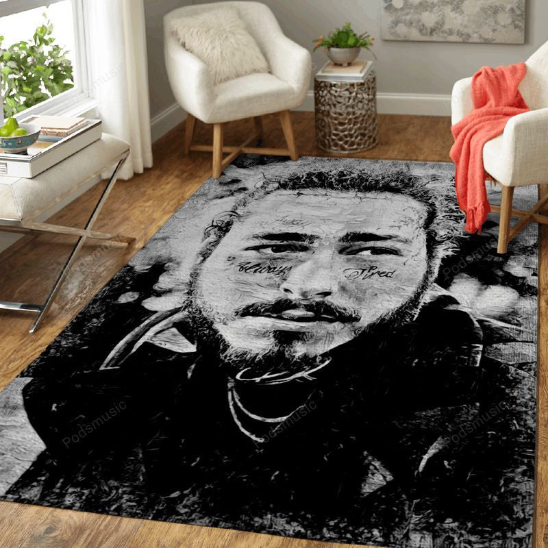 Post-Malone-Musik-Monochrom Teppich, Teppiche - Outdoor Teppich, Teppich Wohnzimmer, Küchenteppich, Kinderzimmer, Modern