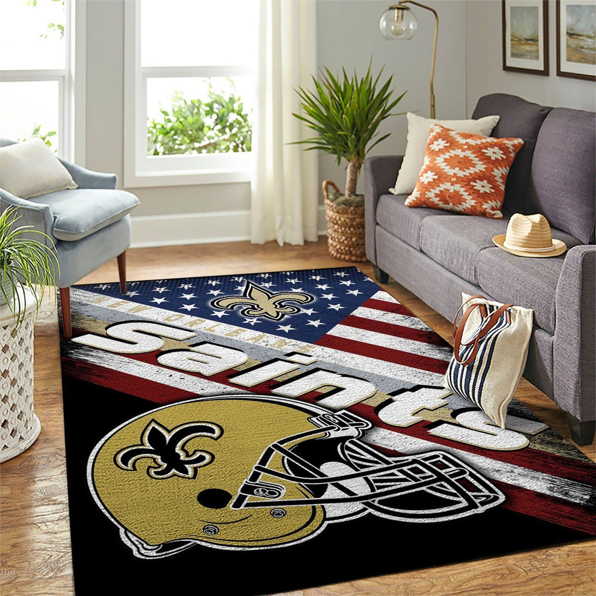 New Orleans Saints Nfl Area Team Logo Sport im amerikanischen Flaggenstil Teppich, Teppiche - Outdoor Teppich, Teppich Wohnzimmer, Küchenteppich, Kinderzimmer, Modern