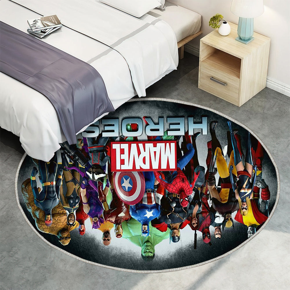 Marvel Avengers Teppich Rund, Teppiche - Outdoor Teppich Rund, Teppich Wohnzimmer, Carpet, Rug