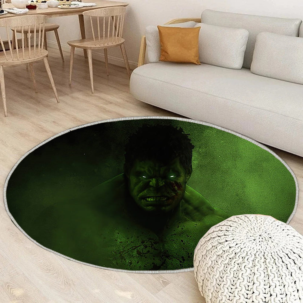 Unglaublicher Hulk Teppich Rund, Teppiche - Hulk Outdoor Teppich Rund, Superhelden Teppich Wohnzimmer, Carpet, Rug