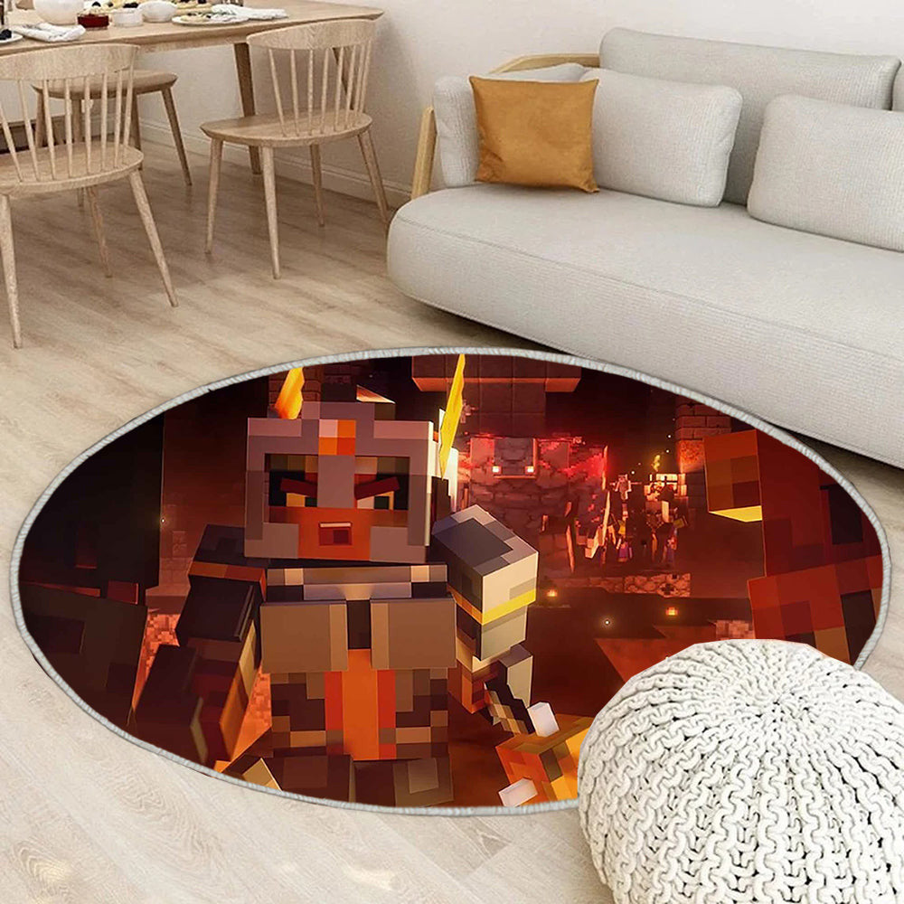 Minecraft Dungeon Hadoa Teppich Rund, Teppiche - Outdoor Teppich Rund, Teppich Wohnzimmer, Carpet, Rug