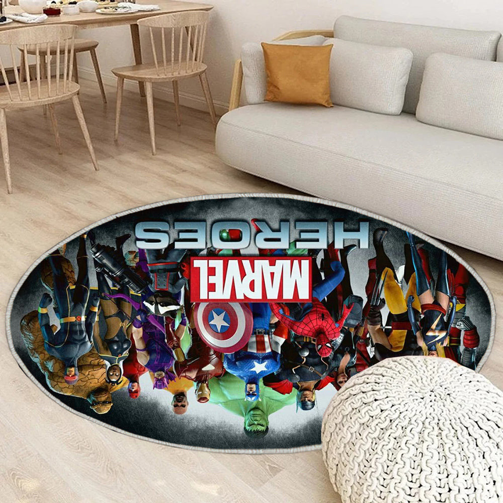 Marvel Avengers Teppich Rund, Teppiche - Outdoor Teppich Rund, Teppich Wohnzimmer, Carpet, Rug