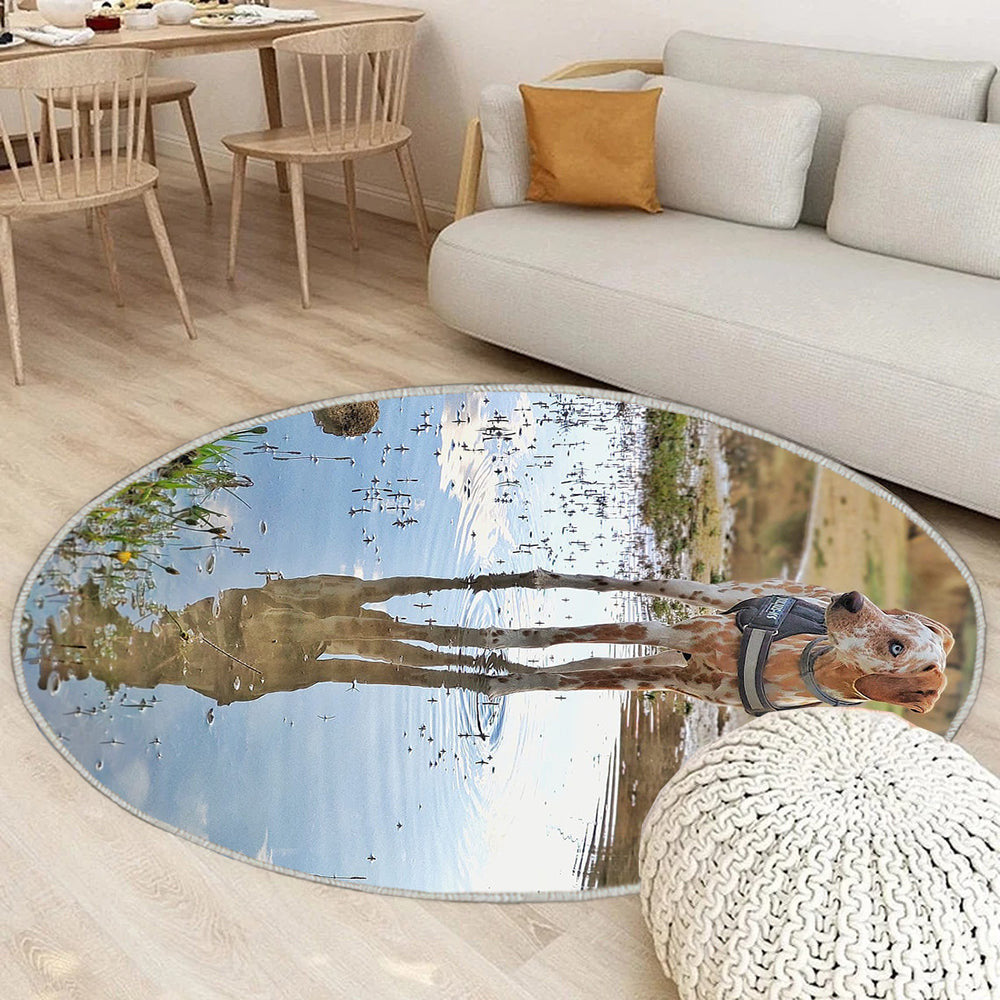 Hugo Dalmatiner Teppich Rund, Teppiche - Hund Outdoor Teppich Rund, komisch Teppich Wohnzimmer, Carpet, Rug