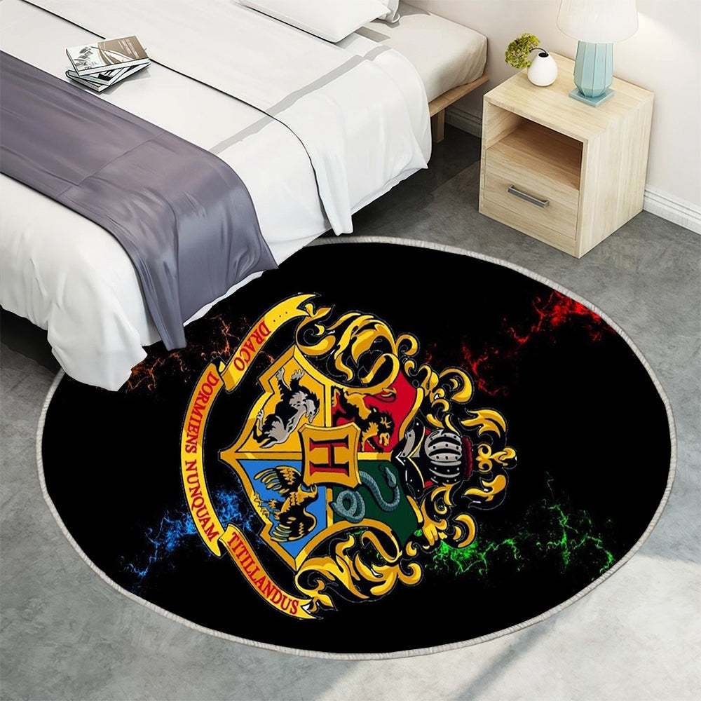 Harry Potter Häuser Teppich Rund, Teppiche - Harry Potter Outdoor Teppich Rund, Hogwarts Teppich Wohnzimmer, Carpet, Rug