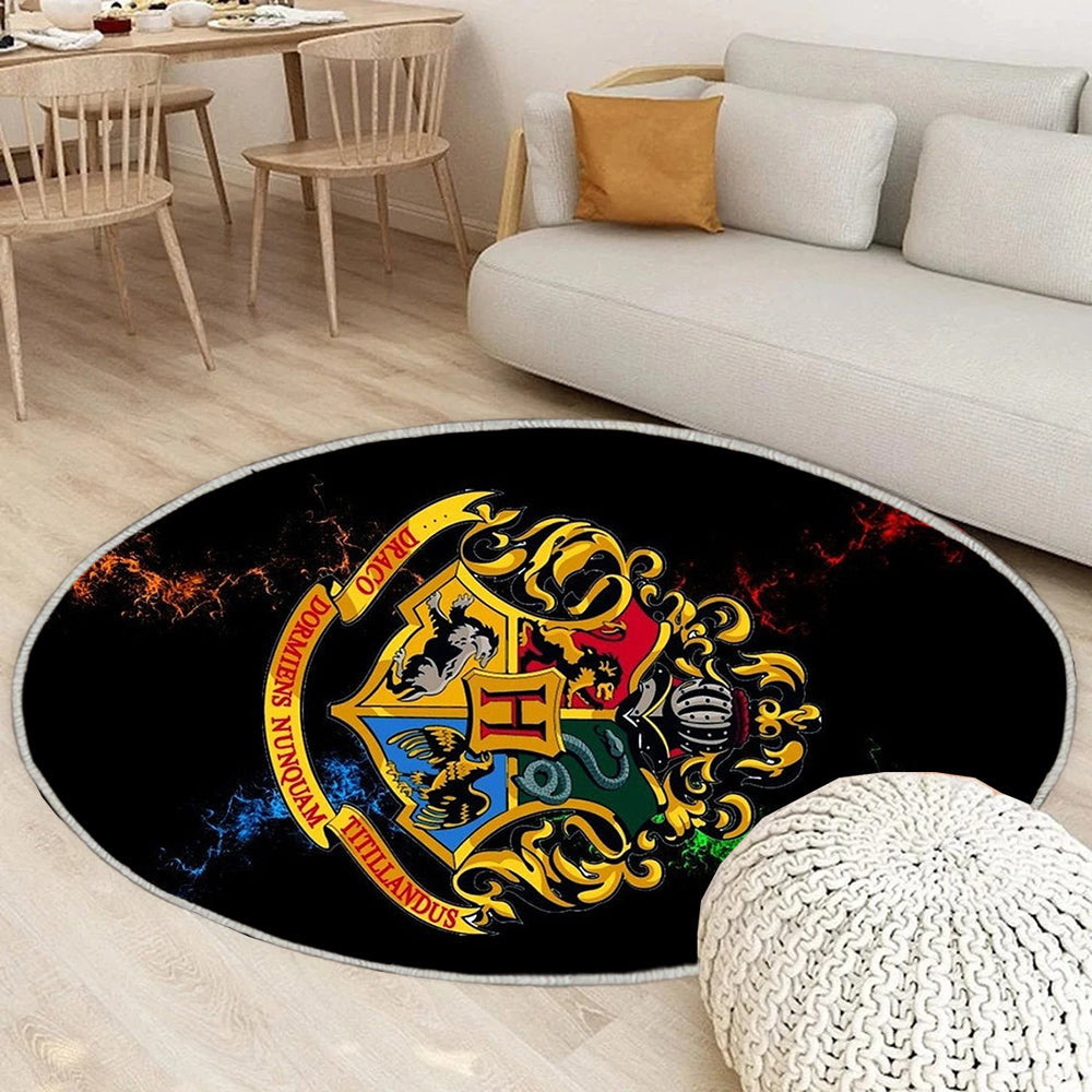 Harry Potter Häuser Teppich Rund, Teppiche - Harry Potter Outdoor Teppich Rund, Hogwarts Teppich Wohnzimmer, Carpet, Rug