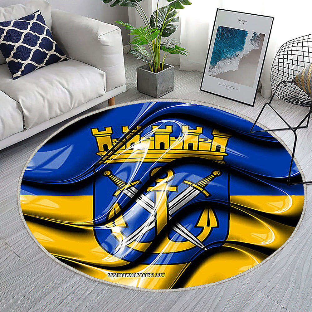 Solingen Flag Städte Deutschlands Teppich Rund, Teppiche - Europa Outdoor Teppich Rund, Flagge Von Solingen Teppich Wohnzimmer, Carpet, Rug