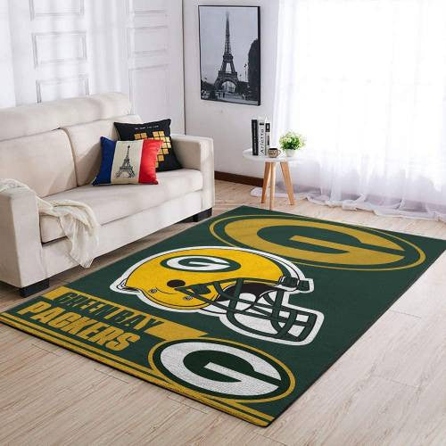 Green Bay Packers Nfl Team Logo Helm rechteckiger Bereich Teppich, Teppiche - Outdoor Teppich, Teppich Wohnzimmer, Küchenteppich, Kinderzimmer, Modern