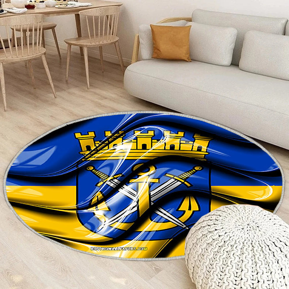 Solingen Flag Städte Deutschlands Teppich Rund, Teppiche - Europa Outdoor Teppich Rund, Flagge Von Solingen Teppich Wohnzimmer, Carpet, Rug