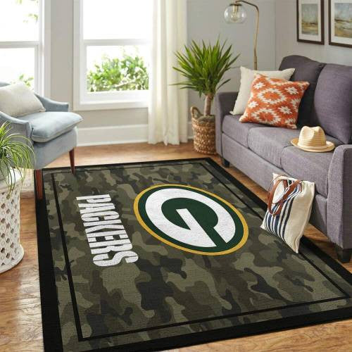 Green Bay Packers Nfl Area Teamlogo im Camo-Stil Teppich, Teppiche - Outdoor Teppich, Teppich Wohnzimmer, Küchenteppich, Kinderzimmer, Modern