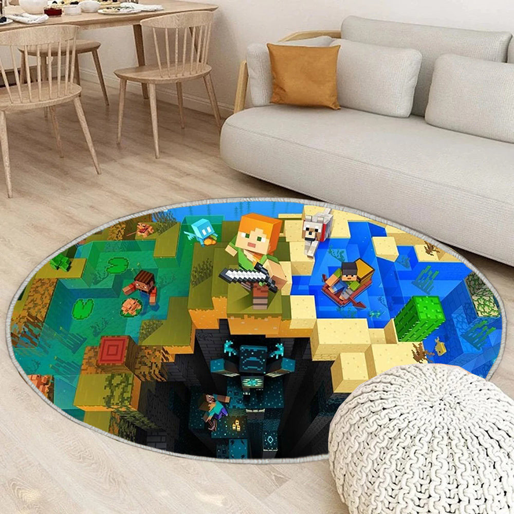 Minecraft Strategiespiel angeblich in Entwicklung Teppich Rund, Teppiche - Outdoor Teppich Rund, Teppich Wohnzimmer, Carpet, Rug