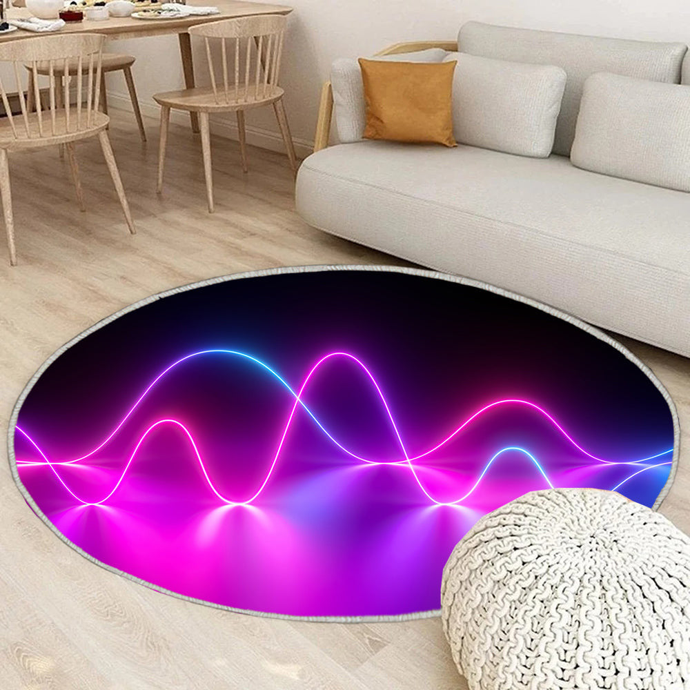 Künstlerischer Neon Teppich Rund, Teppiche - Outdoor Teppich Rund, Teppich Wohnzimmer, Carpet, Rug