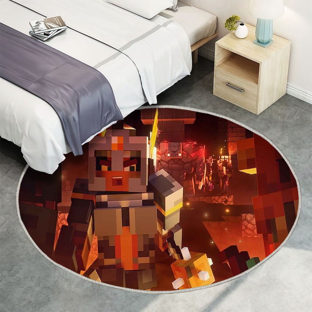 Minecraft Dungeon Hadoa Teppich Rund, Teppiche - Outdoor Teppich Rund, Teppich Wohnzimmer, Carpet, Rug
