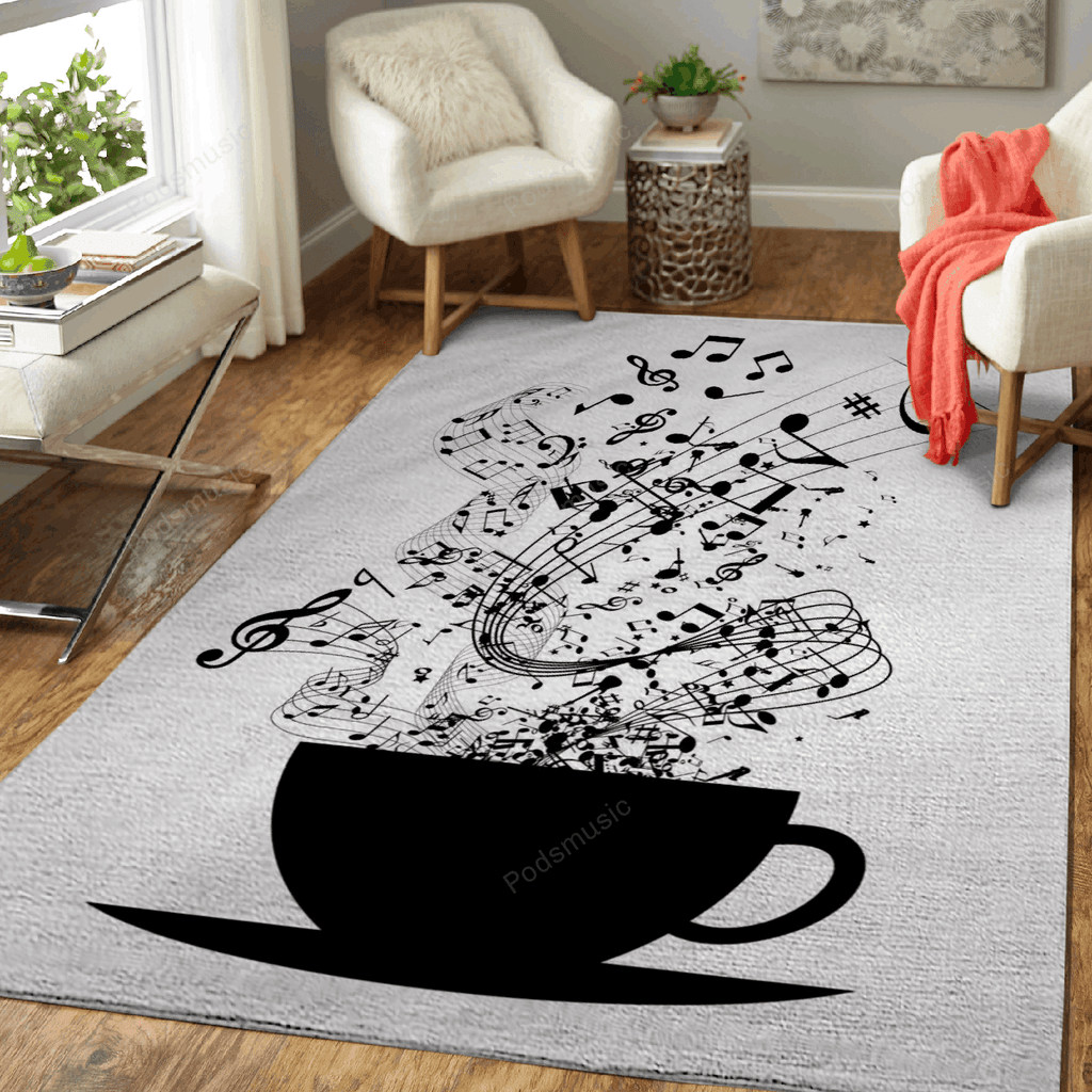 Tasse Musik glücklich für Fans Teppich, Teppiche - Outdoor Teppich, Teppich Wohnzimmer, Küchenteppich, Kinderzimmer, Modern