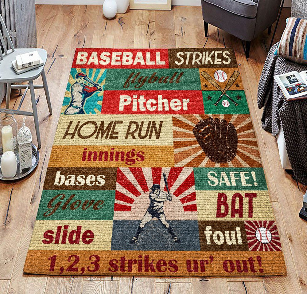 Baseball Ccc19101966 Teppich, Teppiche - Outdoor Teppich, Teppich Wohnzimmer, Küchenteppich, Kinderzimmer, Modern