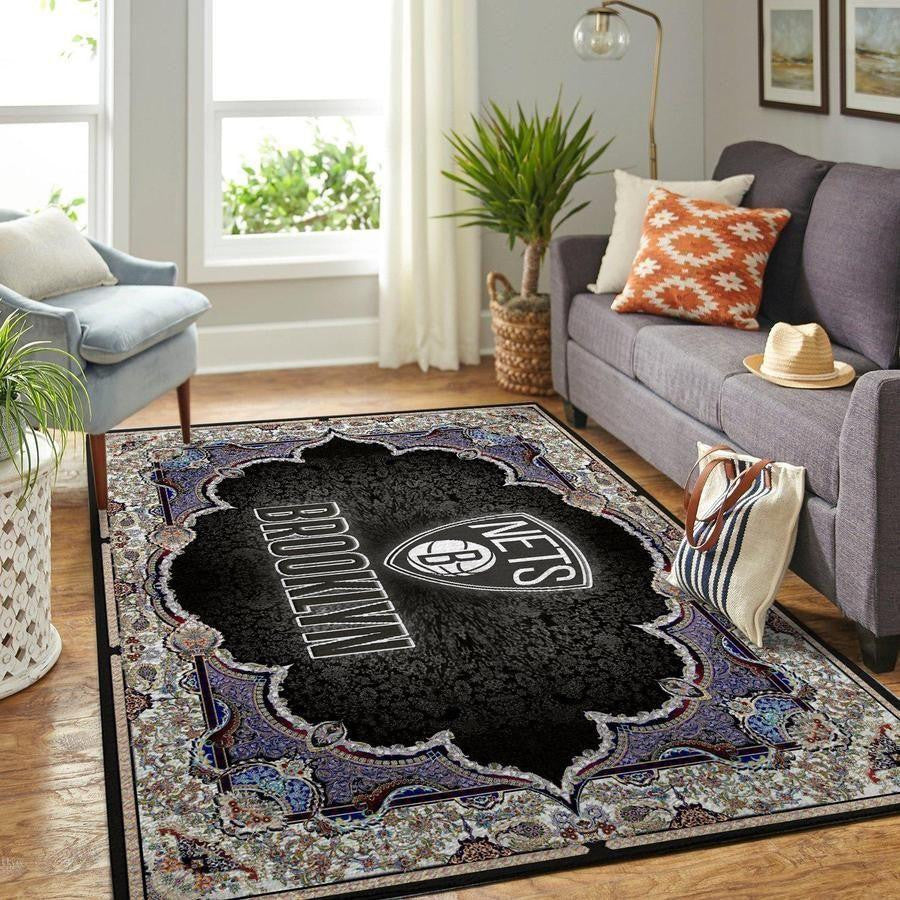 Brooklyn Nets Area NBA-Basketballteam Logo005 Teppich, Teppiche - Outdoor Teppich, Teppich Wohnzimmer, Küchenteppich, Kinderzimmer, Modern