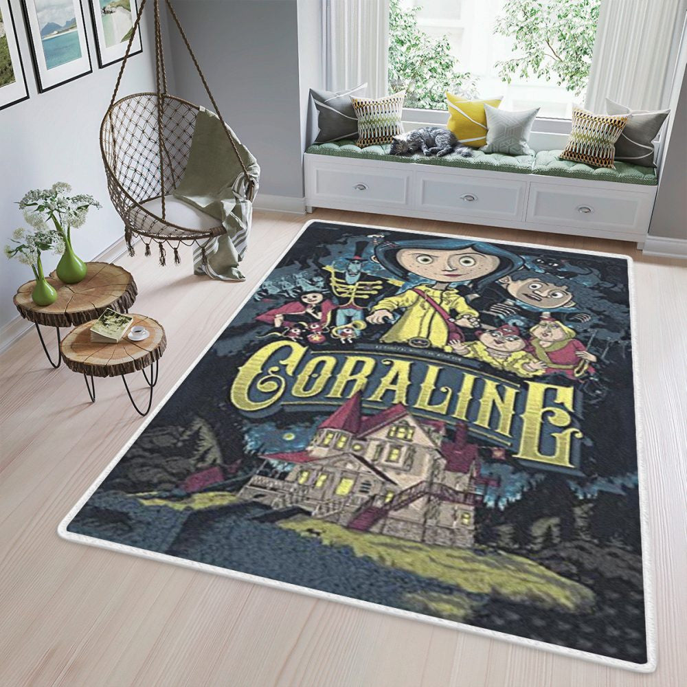 Coraline Ein animierter Dark-Fiction-Film mit Stopmotion Coraline Teppich, Teppiche - Outdoor Teppich, Teppich Wohnzimmer, Küchenteppich, Kinderzimmer, Modern