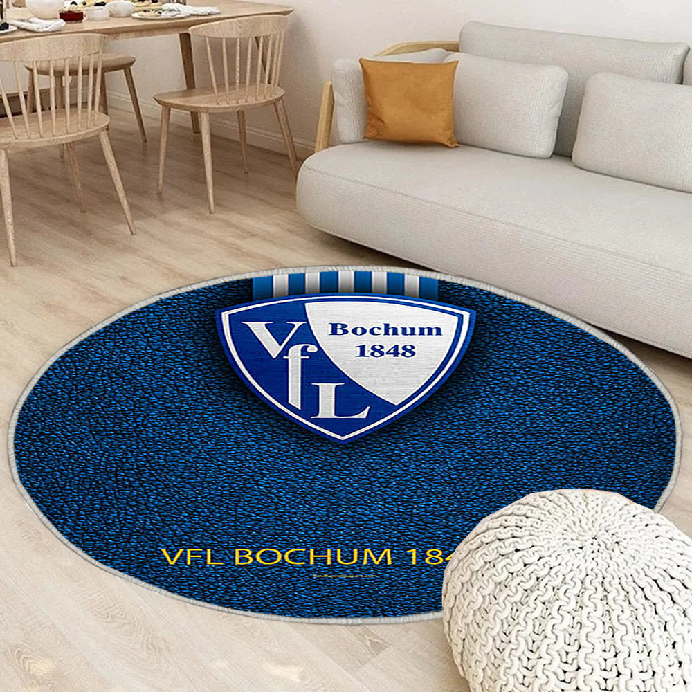 Vfl Bochum 1848 Ledereffekt Teppich Rund, Teppiche - Deutscher Fußballverein Outdoor Teppich Rund, Teppich Wohnzimmer, Carpet, Rug