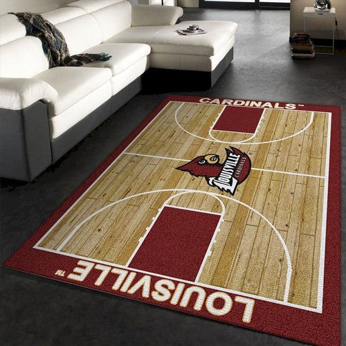 College Court Louisville Basketball Team Logo-Bereich Living Ro Teppich, Teppiche - Outdoor Teppich, Teppich Wohnzimmer, Küchenteppich, Kinderzimmer, Modern