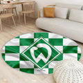 Sv Werderbremen Teppich Rund, Teppiche - Grün Weiß Karierte Flagge Outdoor Teppich Rund, Emblem Teppich Wohnzimmer, Carpet, Rug