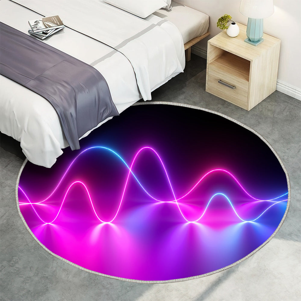 Künstlerischer Neon Teppich Rund, Teppiche - Outdoor Teppich Rund, Teppich Wohnzimmer, Carpet, Rug