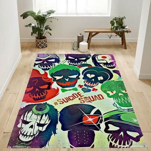 DC Comics Movie Suicide Squad Gesichter Schlafzimmerboden Teppich, Teppiche - Outdoor Teppich, Teppich Wohnzimmer, Küchenteppich, Kinderzimmer, Modern