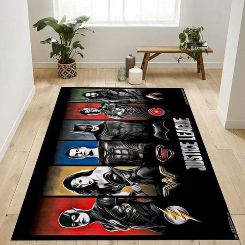 DC Comics Film Justice League Helden und Logos Bereich Teppich, Teppiche - Outdoor Teppich, Teppich Wohnzimmer, Küchenteppich, Kinderzimmer, Modern