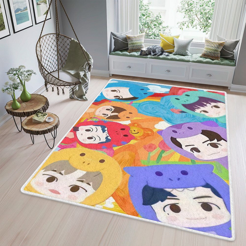 Bts Bt21 Bangtan Army Fan Cartoon Chibi Weihnachten 210 Bts Geschenk für Fan Teppich, Teppiche - Outdoor Teppich, Teppich Wohnzimmer, Küchenteppich, Kinderzimmer, Modern