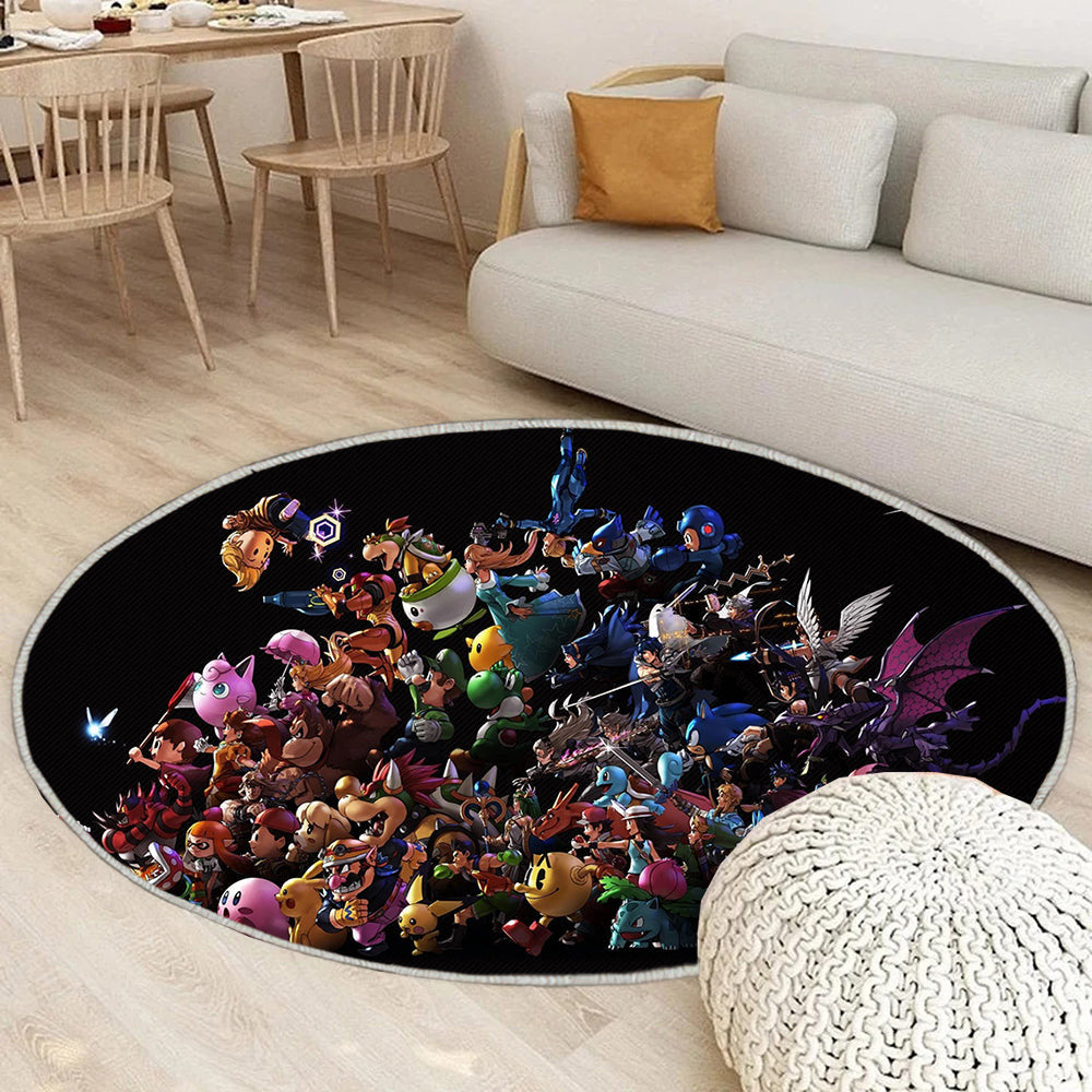 Super Smash Bros Ultimate Teppich Rund, Teppiche - Outdoor Teppich Rund, Teppich Wohnzimmer, Carpet, Rug