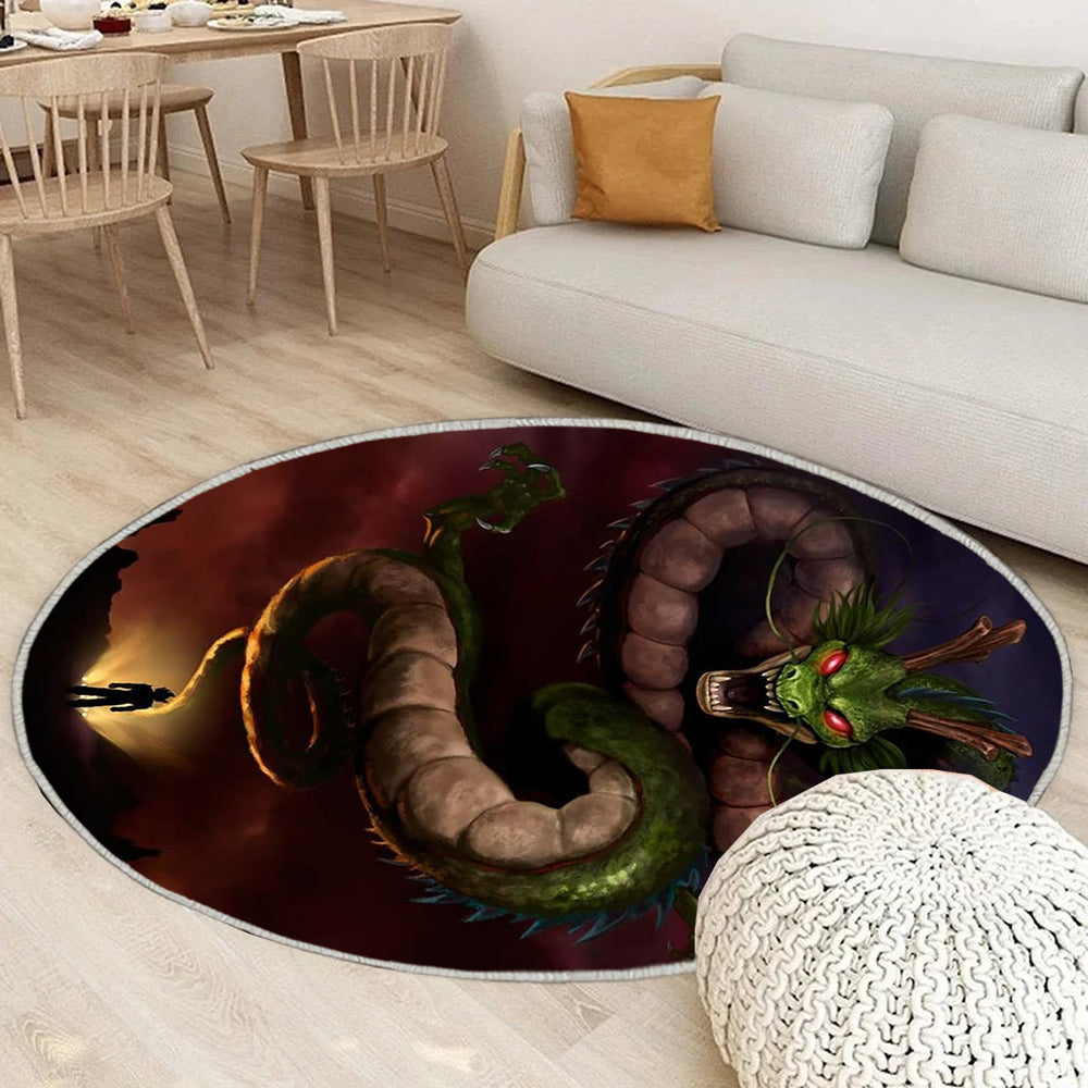 Shenlong Drache Teppich Rund, Teppiche - Dragon Ball Outdoor Teppich Rund, Dragonball super Teppich Wohnzimmer, Carpet, Rug