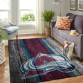 Colorado Avalanche Nhl Team Logo Bereich Sport im Holzstil Teppich, Teppiche - Outdoor Teppich, Teppich Wohnzimmer, Küchenteppich, Kinderzimmer, Modern