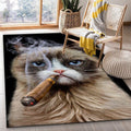 Unzufriedene Katze mit Zigarre Teppich, Teppiche - Outdoor Teppich, Teppich Wohnzimmer, Küchenteppich, Kinderzimmer, Modern