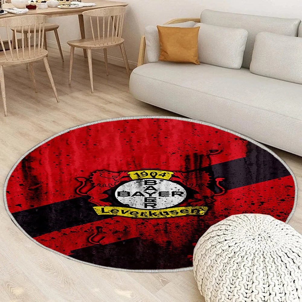FC Bayer 04 Leverkusen Logo Teppich Rund, Teppiche - Outdoor Teppich Rund, Teppich Wohnzimmer, Carpet, Rug