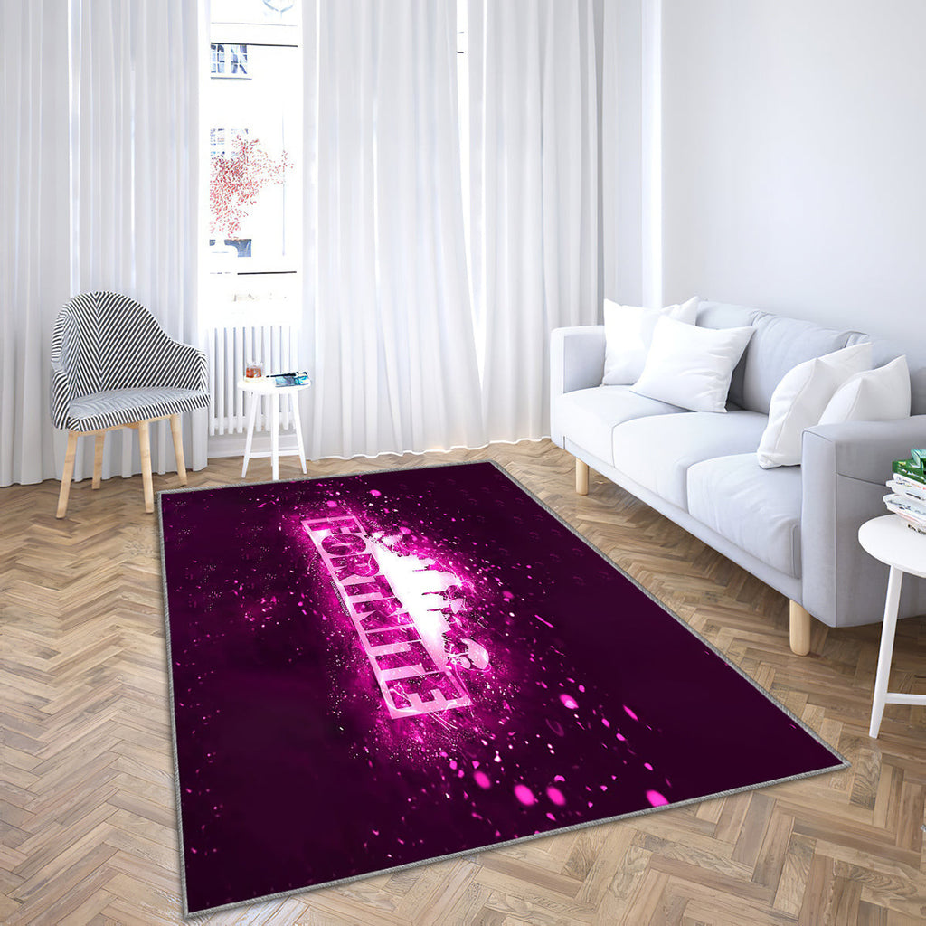 Lila Fortnite Logo Teppich, Teppiche - lila Neonlichter Outdoor Teppich, kreativ Teppich Wohnzimmer, Küchenteppich, Kinderzimmer, Modern