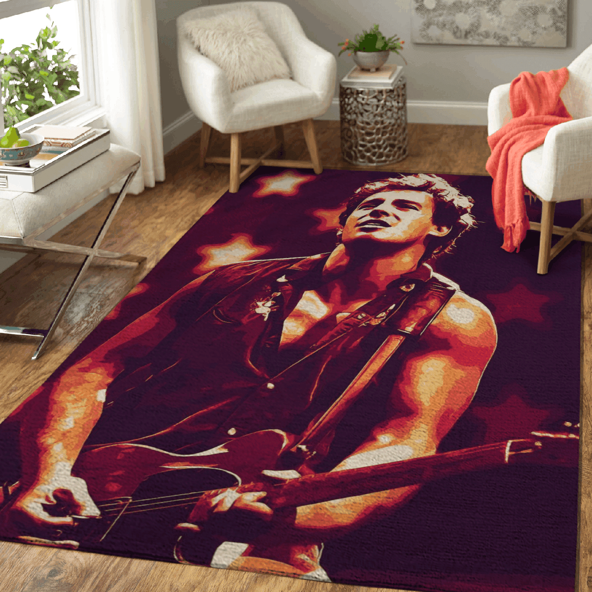 Bruce Springsteen Guitaris Pop für Fans Teppich, Teppiche - Outdoor Teppich, Teppich Wohnzimmer, Küchenteppich, Kinderzimmer, Modern