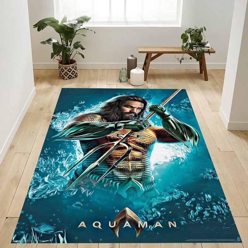 DC Comics Film Aquaman Dreizack Teppich, Teppiche - Outdoor Teppich, Teppich Wohnzimmer, Küchenteppich, Kinderzimmer, Modern