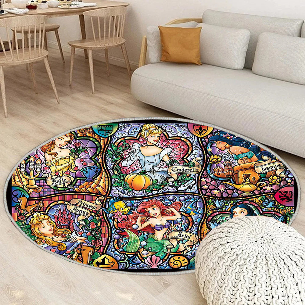 Disney Prinzessinnen Teppich Rund, Teppiche - Aurora schneeweiß Outdoor Teppich Rund, Schneewittchen Teppich Wohnzimmer, Carpet, Rug