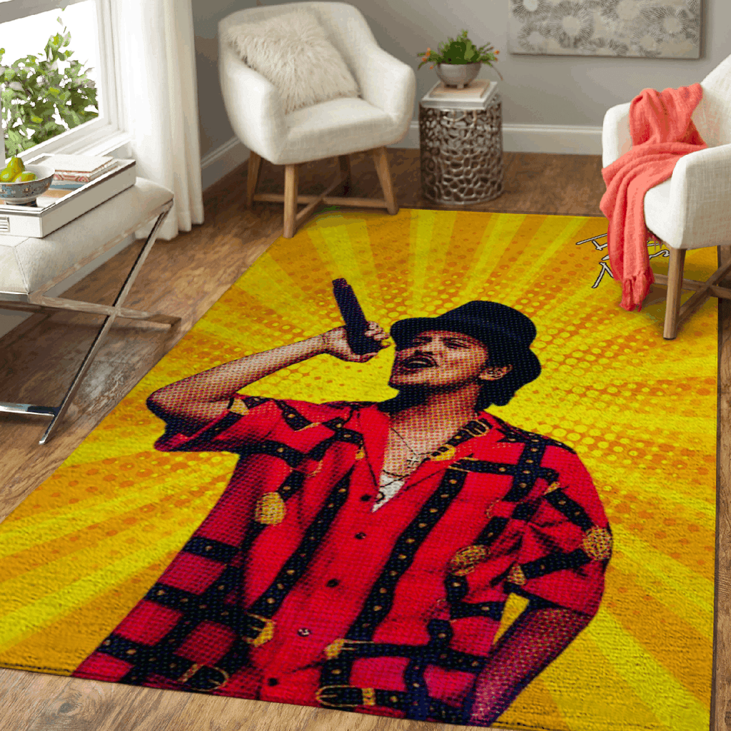 Bruno Mars Songs Amerikanischer Pop-Sänger für Fans Teppich, Teppiche - Outdoor Teppich, Teppich Wohnzimmer, Küchenteppich, Kinderzimmer, Modern