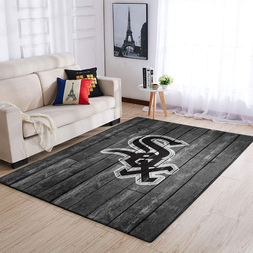 Chicago White Sox Mlb Area Baseball Team Logo aus Holz Teppich, Teppiche - Outdoor Teppich, Teppich Wohnzimmer, Küchenteppich, Kinderzimmer, Modern