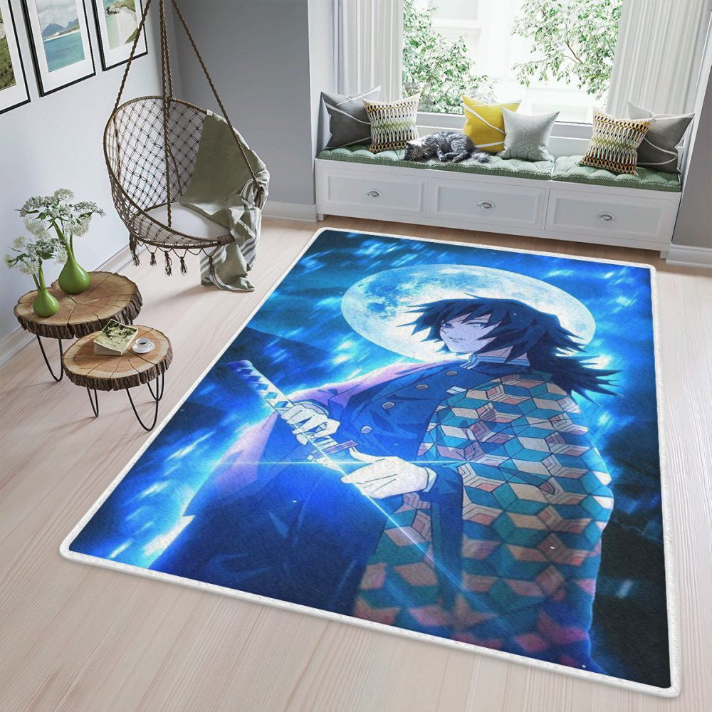 Giyu Tomioka Dark Night Neon Wiki Kimetsu No Yaiba Anime Geschenkliebhaber Teppich, Teppiche - Outdoor Teppich, Teppich Wohnzimmer, Küchenteppich, Kinderzimmer, Modern
