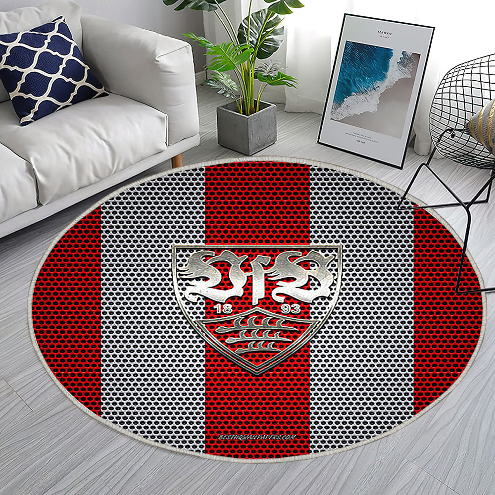Vfb Stuttgart Teppich Rund, Teppiche - Deutscher Fußballverein Outdoor Teppich Rund, Metall Emblem Teppich Wohnzimmer, Carpet, Rug