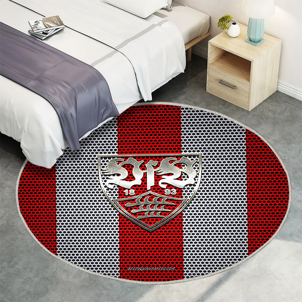 Vfb Stuttgart Teppich Rund, Teppiche - Deutscher Fußballverein Outdoor Teppich Rund, Metall Emblem Teppich Wohnzimmer, Carpet, Rug