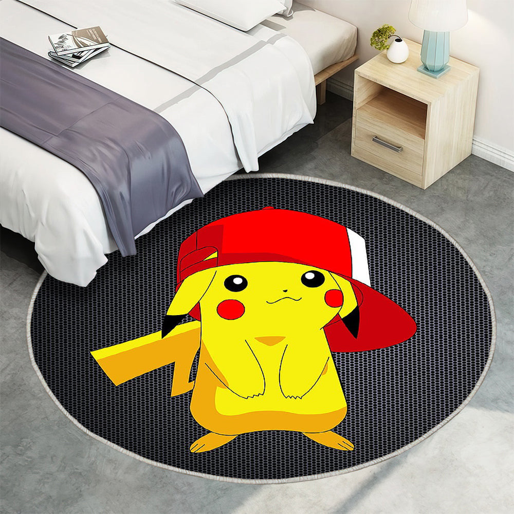 Pikachu Teppich Rund, Teppiche - Pokémon Outdoor Teppich Rund, Teppich Wohnzimmer, Carpet, Rug