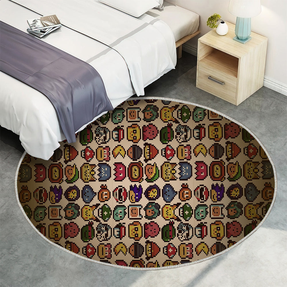 nes Heldenmuster Teppich Rund, Teppiche - 8 Bit Outdoor Teppich Rund, Abenteuer Zeit Teppich Wohnzimmer, Carpet, Rug