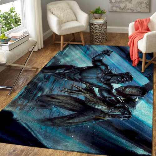 Black Panther Vs Erik Killmonger Area Marvel Superheldenfilm Li V5 Teppich, Teppiche - Outdoor Teppich, Teppich Wohnzimmer, Küchenteppich, Kinderzimmer, Modern