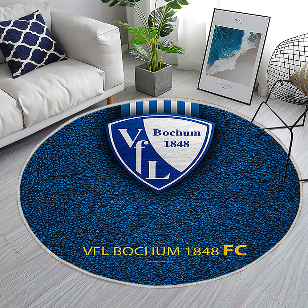 Vfl Bochum 1848 Ledereffekt Teppich Rund, Teppiche - Deutscher Fußballverein Outdoor Teppich Rund, Teppich Wohnzimmer, Carpet, Rug
