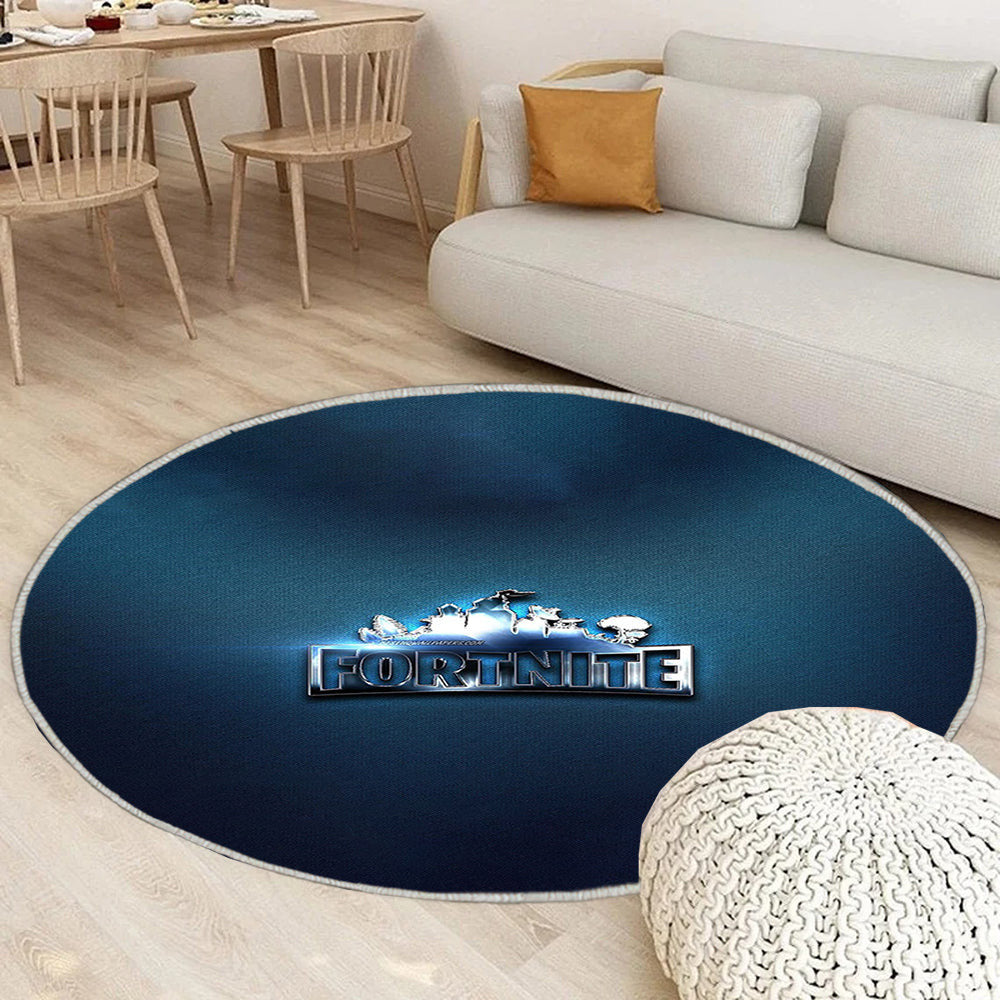 Fortnite Metalllogo Teppich Rund, Teppiche - Outdoor Teppich Rund, Teppich Wohnzimmer, Carpet, Rug